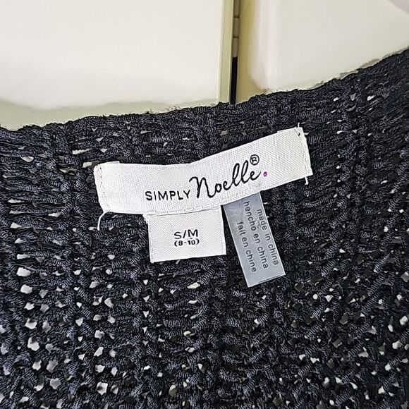 Cardigan by Simply Noelle Open Knit Black Back Slit Size S/M - Picture 3 of 7